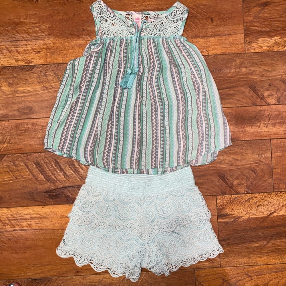 Justice Crochet Short and Matching Shirt Size 8